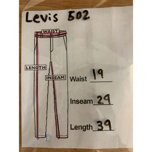 Levis 502 Jeans 36x32 (Act 38x29) Black Slim Fit Straight Leg Grunge Hip Hop - Picture 6 of 8